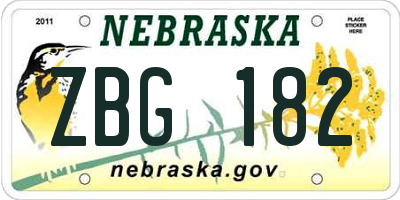 NE license plate ZBG182
