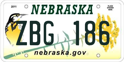 NE license plate ZBG186