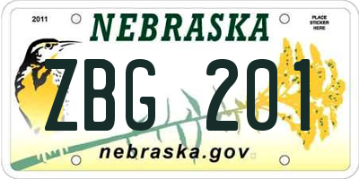 NE license plate ZBG201