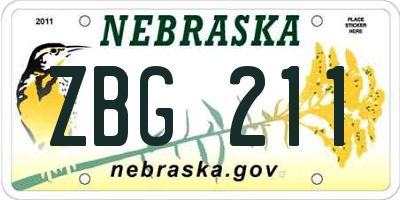 NE license plate ZBG211