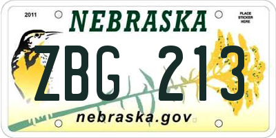 NE license plate ZBG213