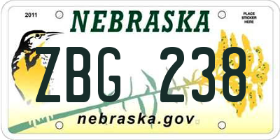 NE license plate ZBG238