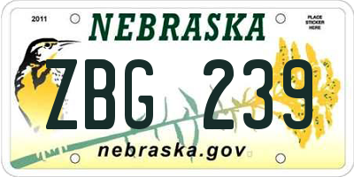 NE license plate ZBG239