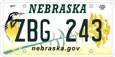 NE license plate ZBG243