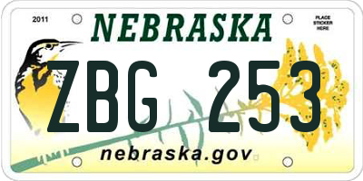 NE license plate ZBG253