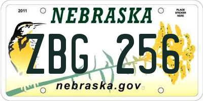 NE license plate ZBG256