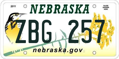 NE license plate ZBG257