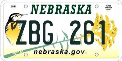 NE license plate ZBG261