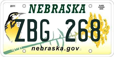 NE license plate ZBG268