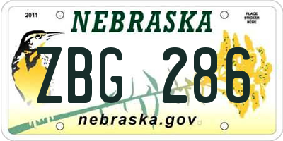 NE license plate ZBG286