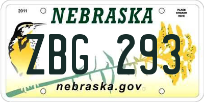 NE license plate ZBG293