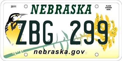 NE license plate ZBG299