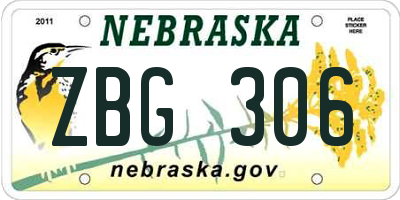 NE license plate ZBG306
