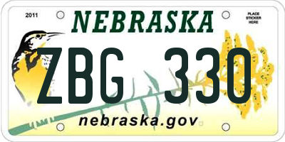 NE license plate ZBG330