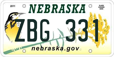NE license plate ZBG331