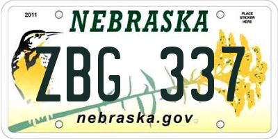 NE license plate ZBG337