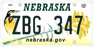NE license plate ZBG347