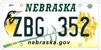 NE license plate ZBG352