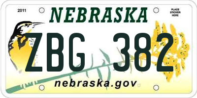 NE license plate ZBG382