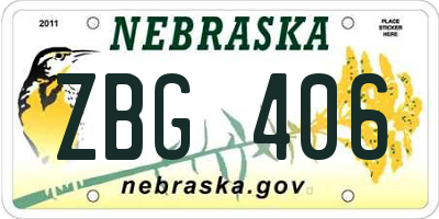 NE license plate ZBG406
