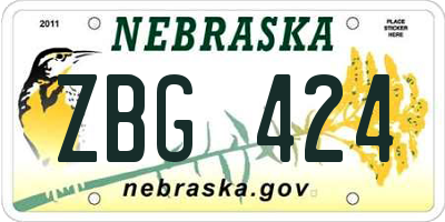 NE license plate ZBG424