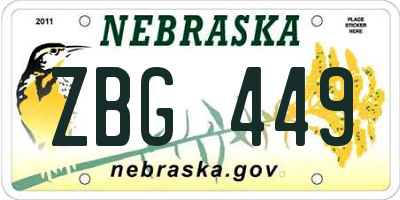 NE license plate ZBG449