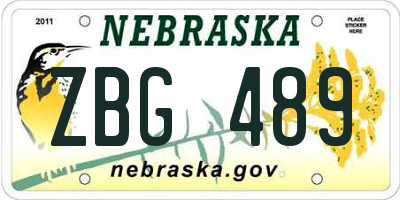 NE license plate ZBG489