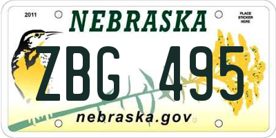 NE license plate ZBG495