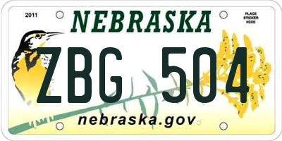 NE license plate ZBG504