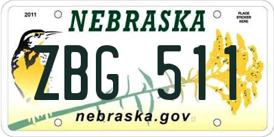 NE license plate ZBG511