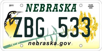 NE license plate ZBG533