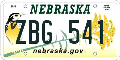 NE license plate ZBG541