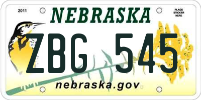 NE license plate ZBG545