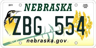 NE license plate ZBG554
