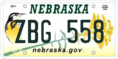 NE license plate ZBG558