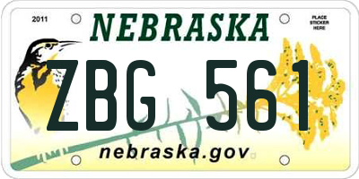 NE license plate ZBG561