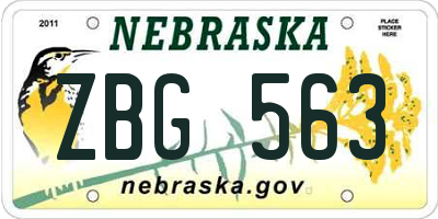 NE license plate ZBG563