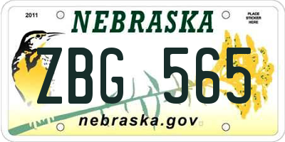 NE license plate ZBG565