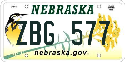 NE license plate ZBG577