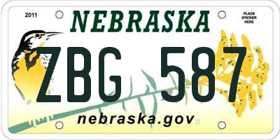NE license plate ZBG587