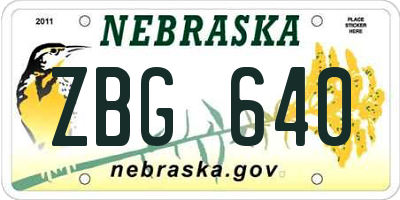 NE license plate ZBG640