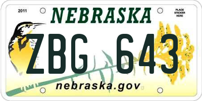 NE license plate ZBG643