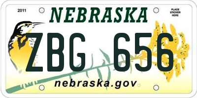 NE license plate ZBG656
