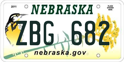 NE license plate ZBG682