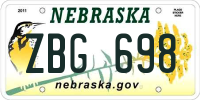 NE license plate ZBG698