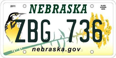 NE license plate ZBG736