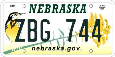 NE license plate ZBG744