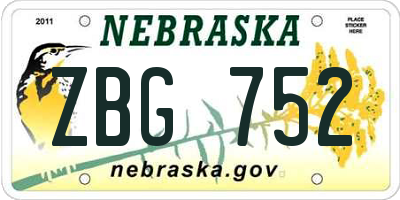 NE license plate ZBG752