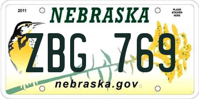 NE license plate ZBG769