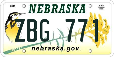 NE license plate ZBG771